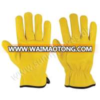 Yellow Cowhide Leather Driver Rigger Safety Gloves