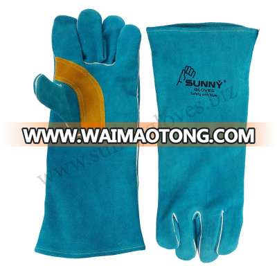 Green Cow Split Welding Leather Working Gloves