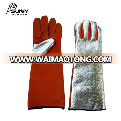 Cow split leather aluminum foil welder glove